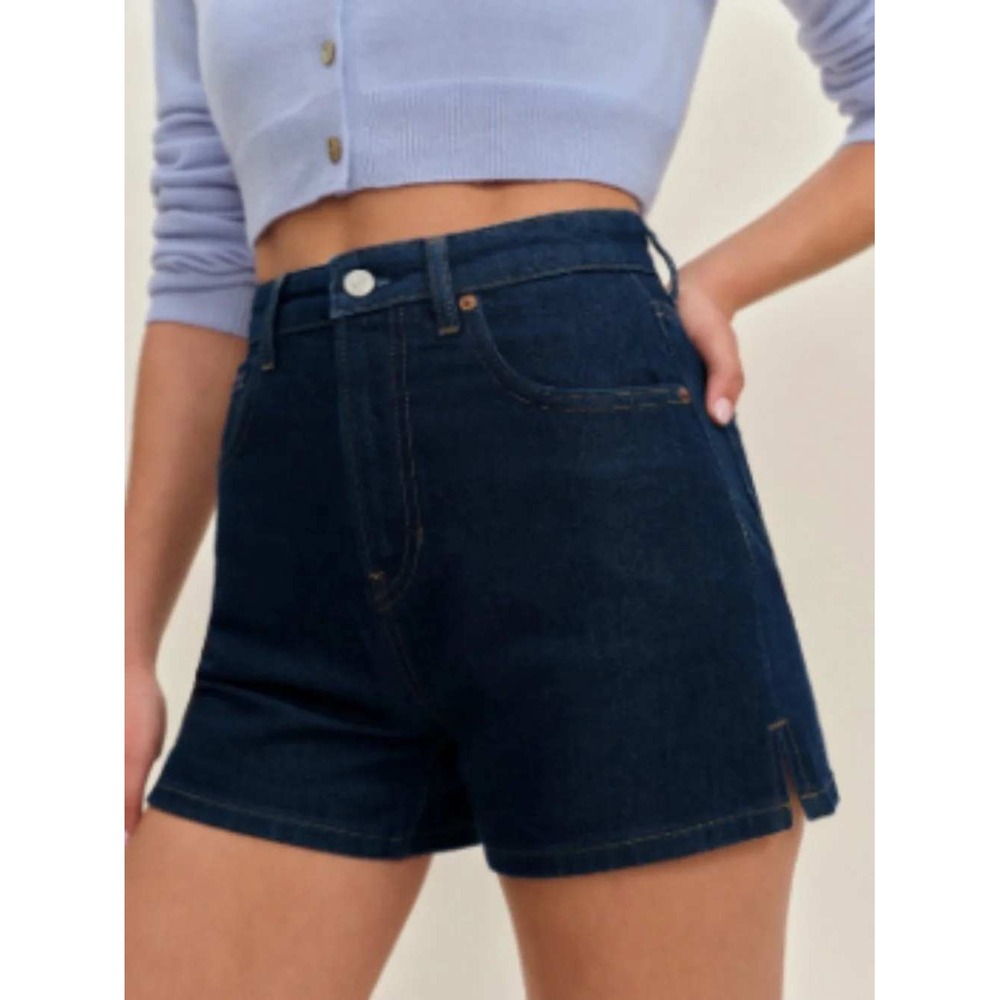 Reformation Women Norah Blue Stretch High Rise 3.5" Jean Shorts Size 26